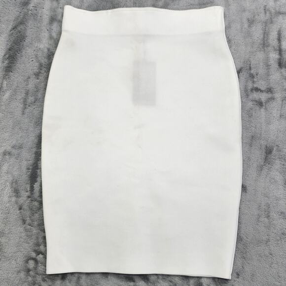 NEW Shinestar Skirt Womens L White High Waist Bodycon Pencil Stretch Office - Picture 1 of 11